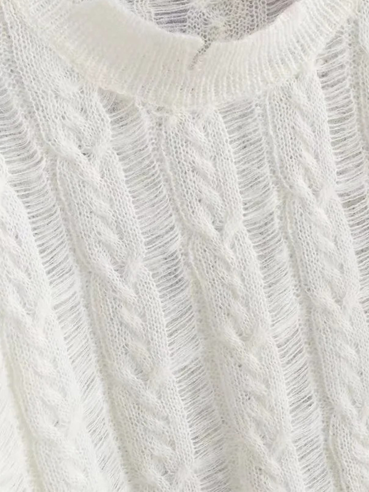 Semi-Sheer Snowflake Crochet Knit Shirt