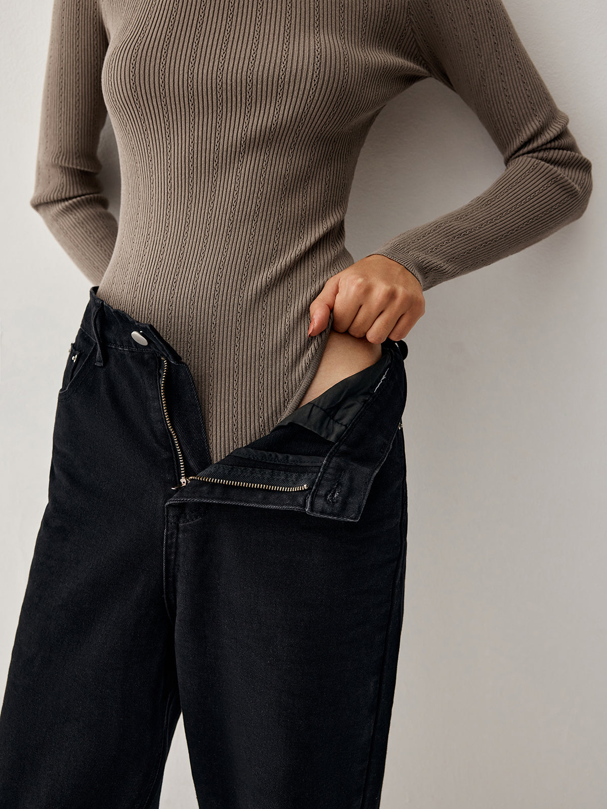 Rib Eyelet Long Sleeve Bodysuit