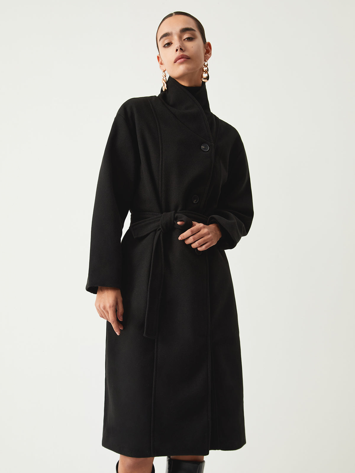 Stand Collar Longline Trench Coat