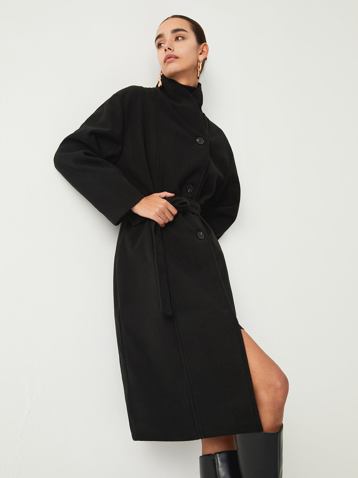 Stand Collar Longline Trench Coat