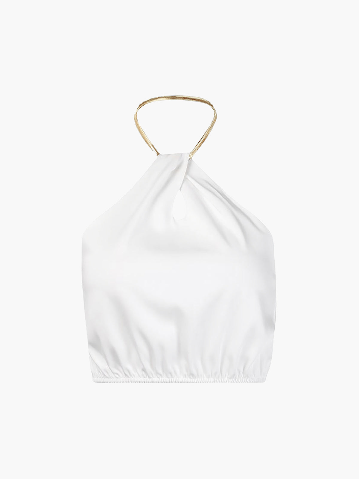 Semi-Sheer Halter Crop Sleeveless Top