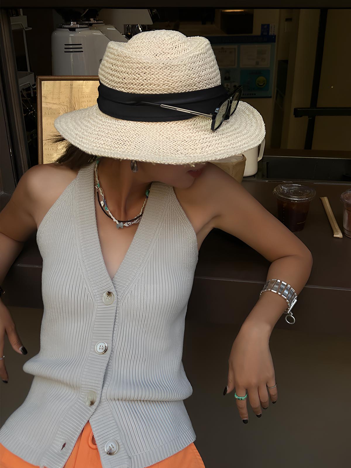 Button V-Neck Knit Vest