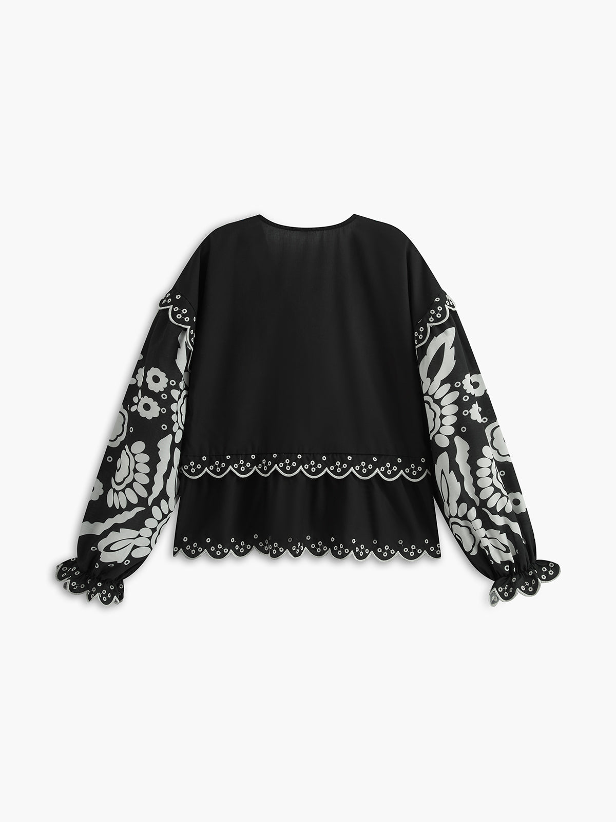 Ruffle Print Knotted Blouse
