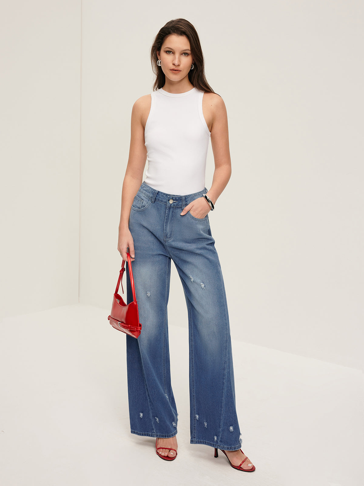 Piping Straight Denim Jean