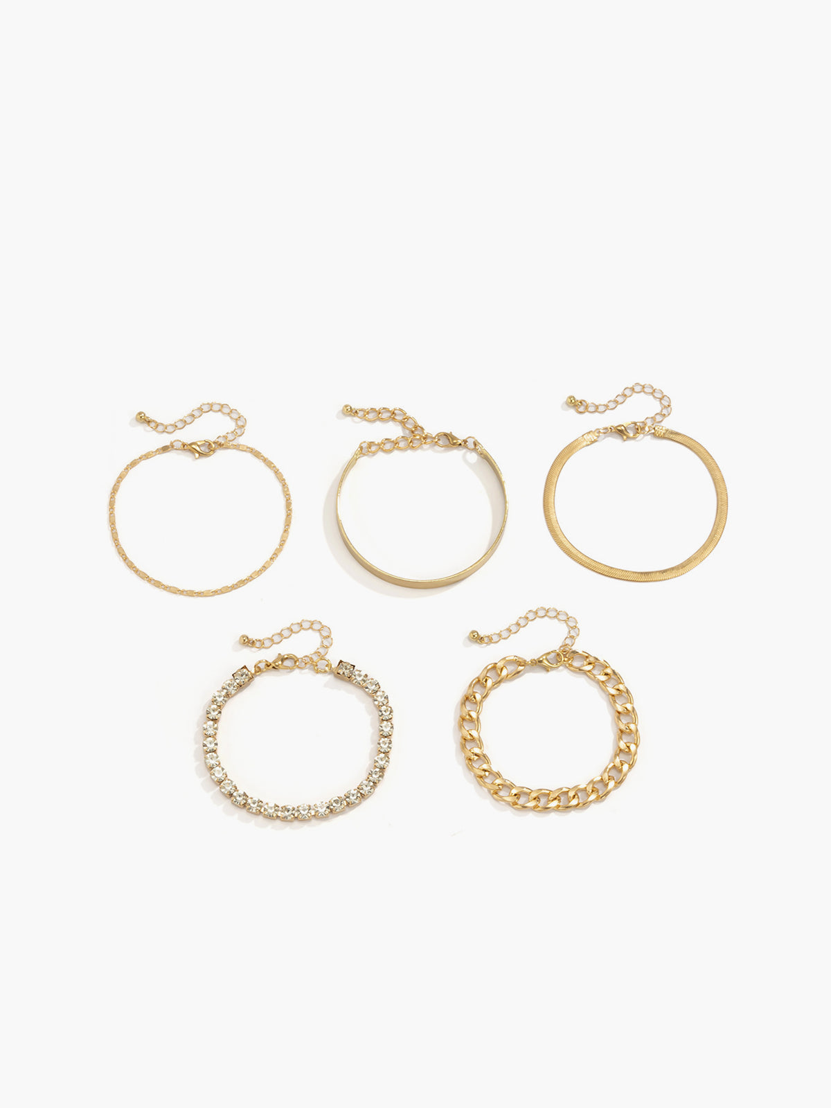 5pcs Rhinestone Snake Chain Bracelet