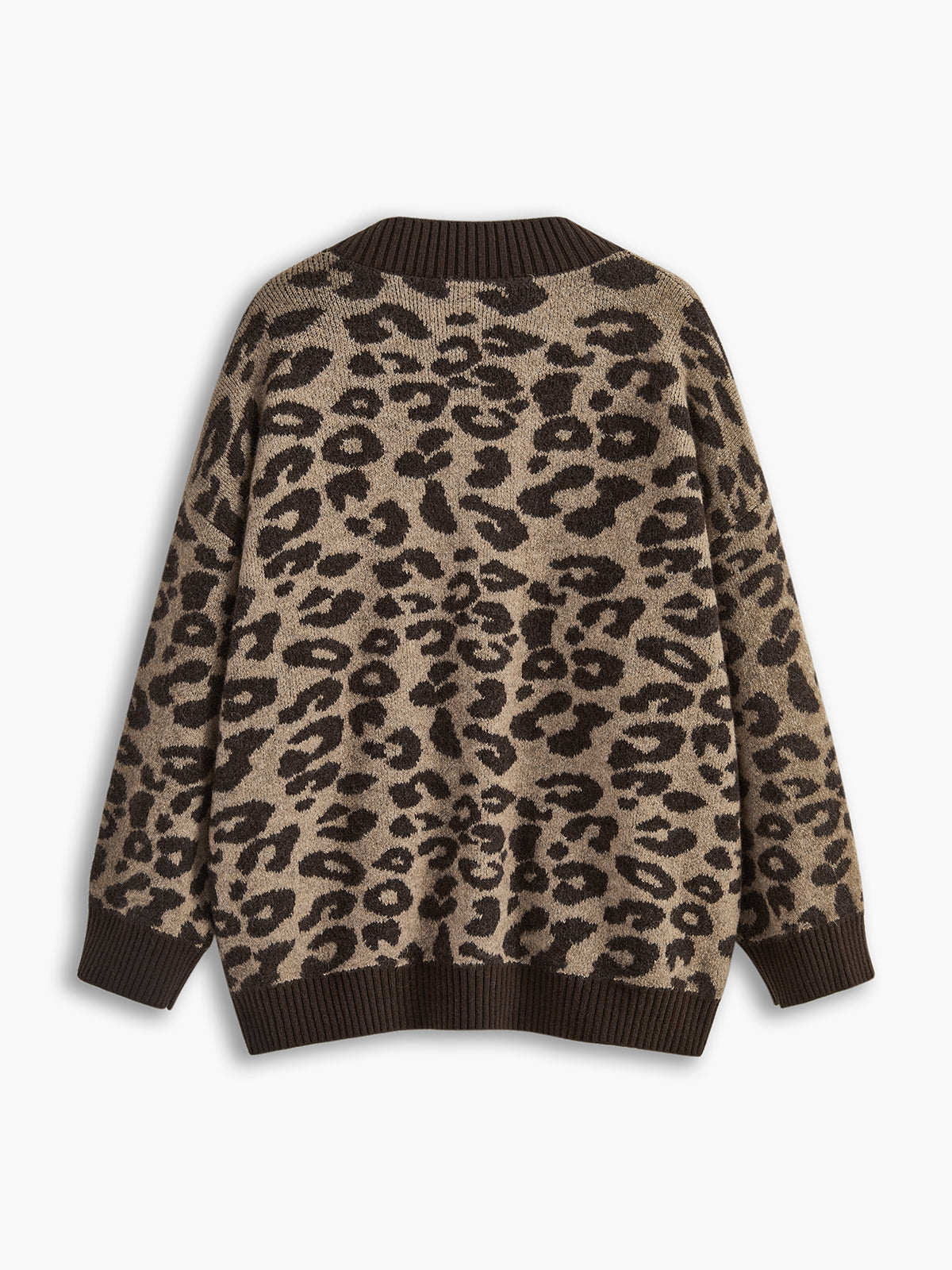 Leopard Contrast Trim Loose Cardigan