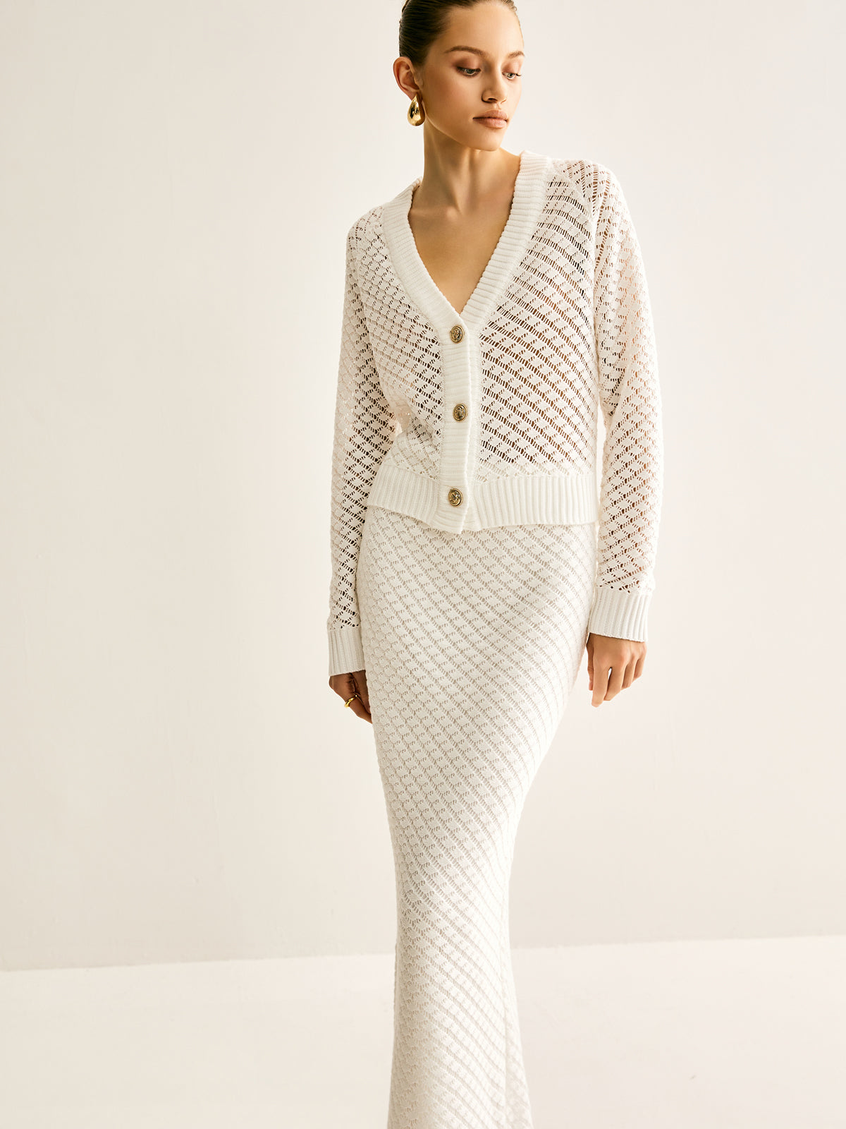 Hollow Lined Maxi Skirt Set