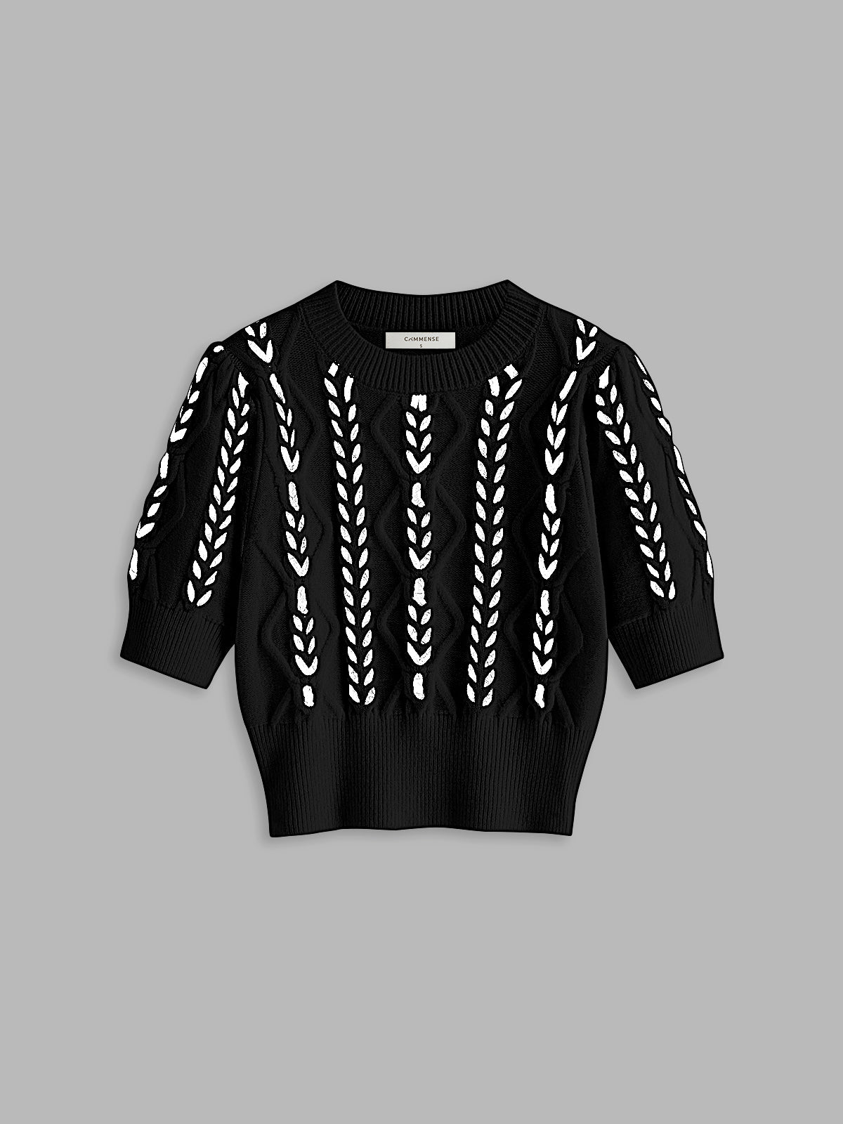 Contrast Binding Cable Knit Top