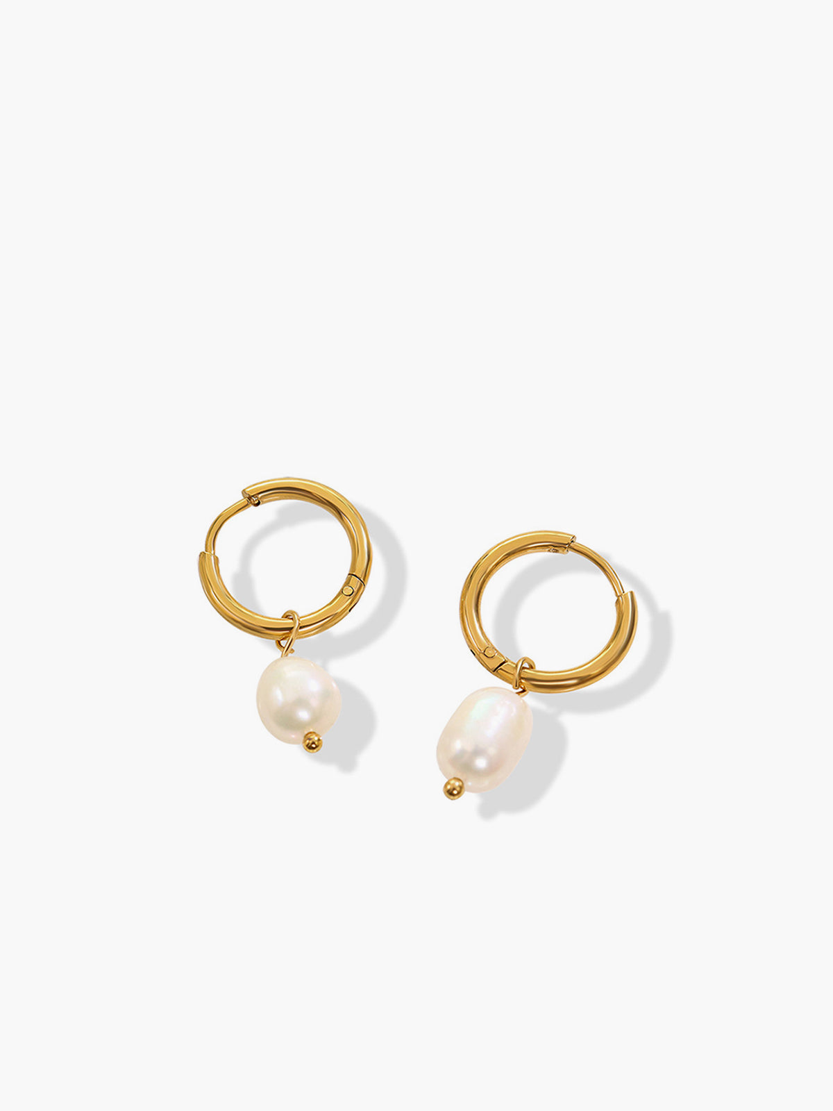 Hoop-Ring Pearl Drop Earrings