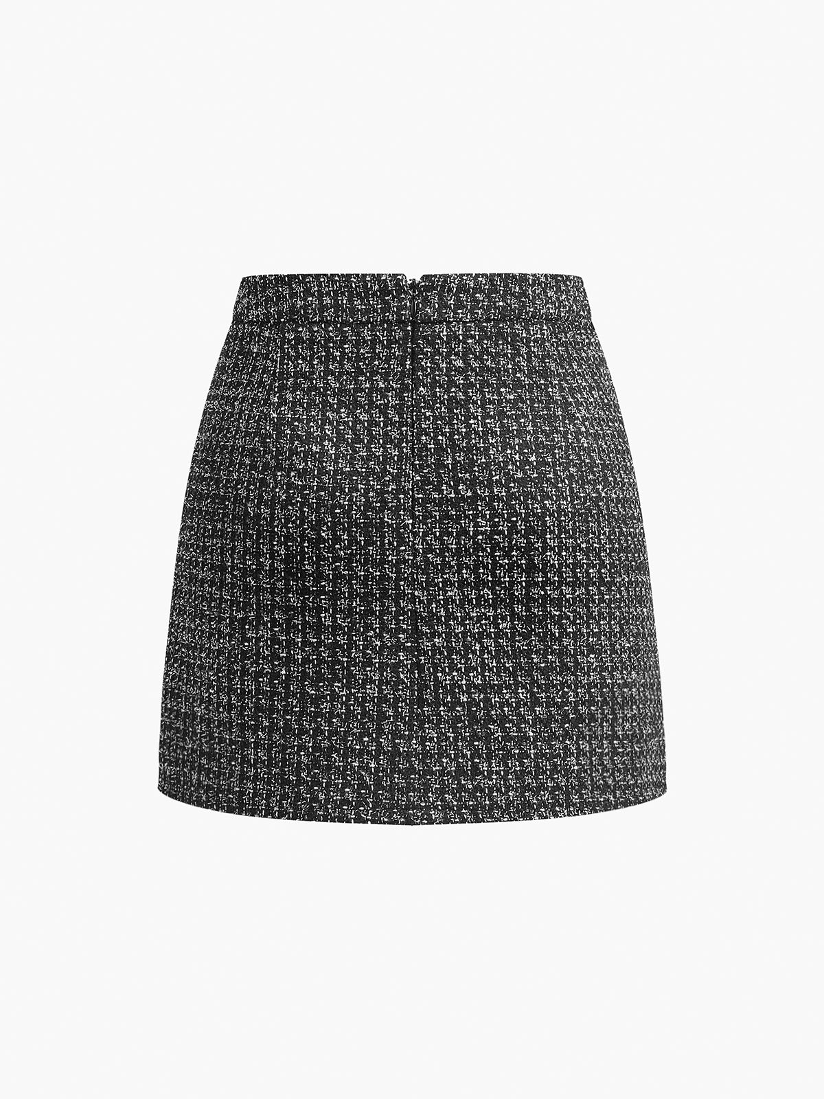Tweed Zipper A-Line Mini Skirt