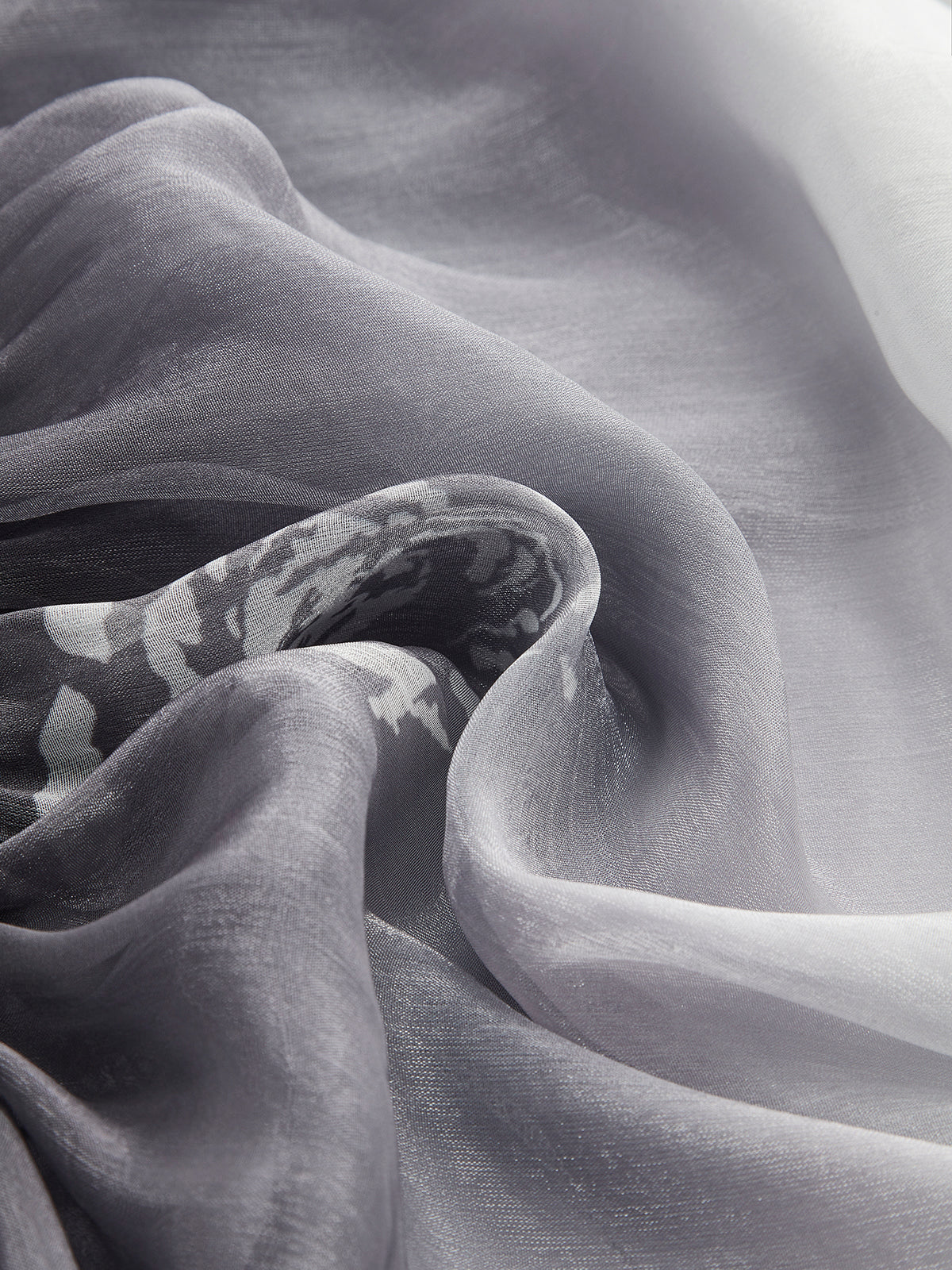 Semi-Sheer Gradient Floral Off-Shoulder Chiffon Top