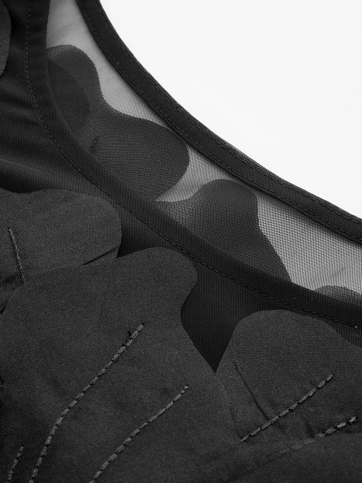 Semi-Sheer Floral Decor Slim Blouse