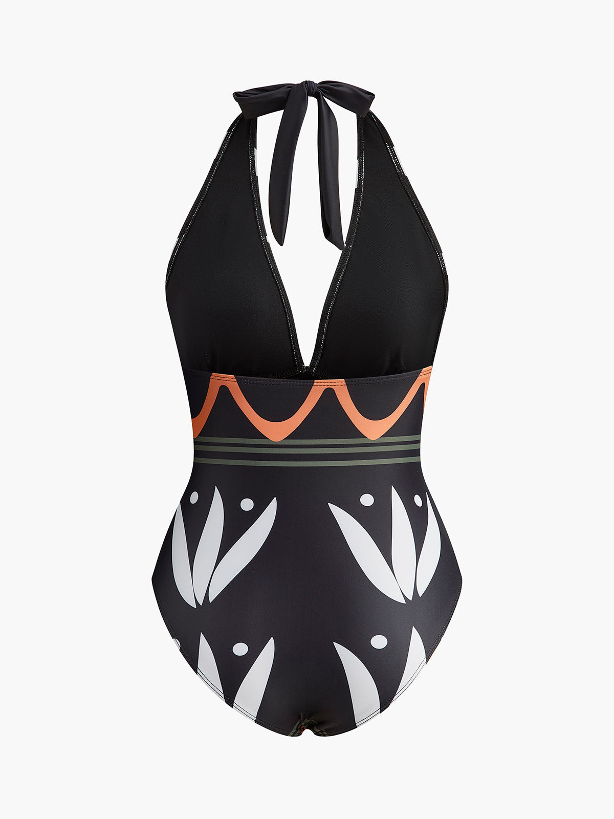 Halter Neck Geometric Print Swimsuit