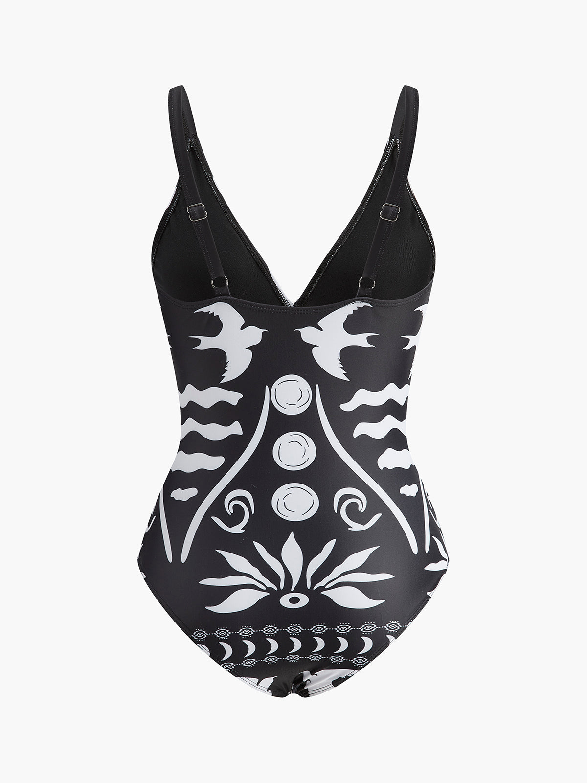 Printed Cutout V-Neck One-Piece Swimsuit