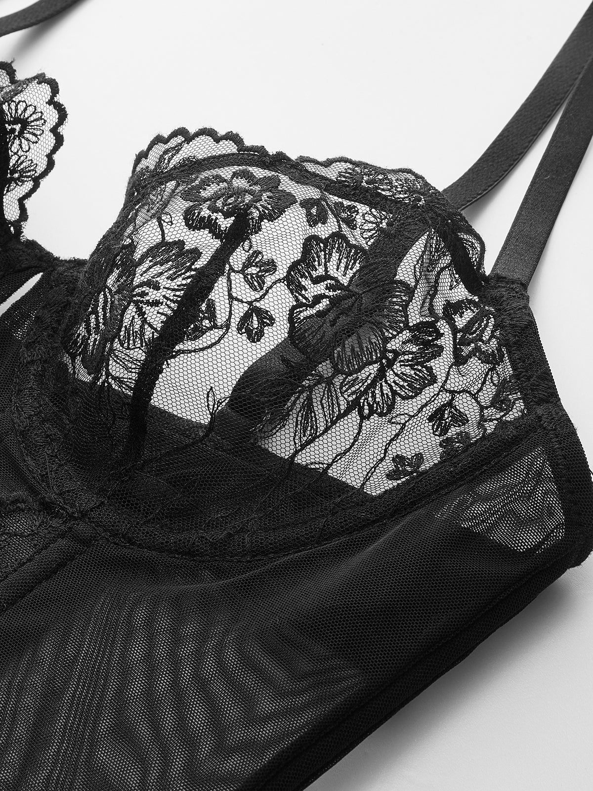 Semi-Sheer Floral Lace Corset Top