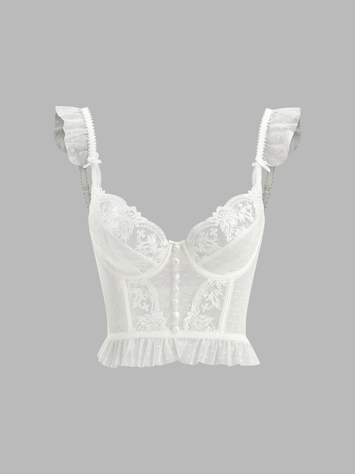 Floral Sheer Lace Mesh Corset Crop Top