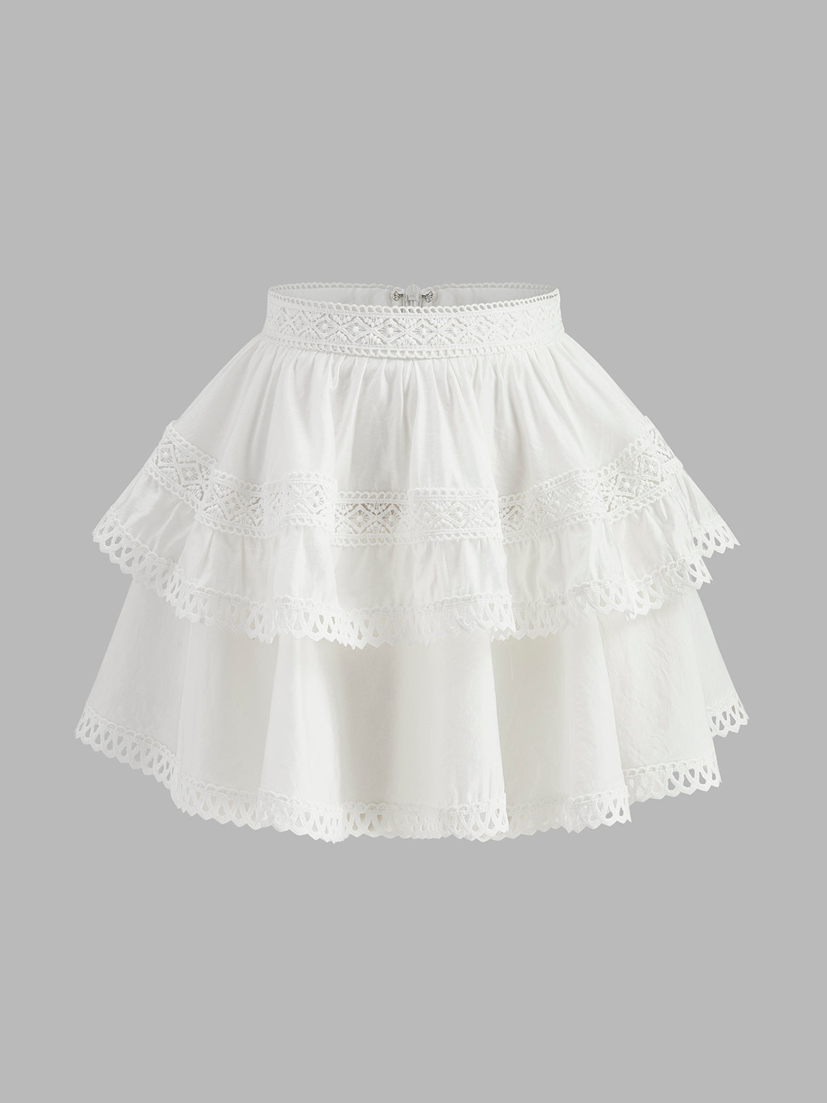 Lace-Trimmed Tiered Skirt