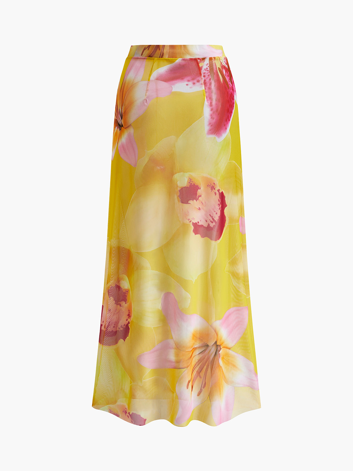 Mesh Floral Print Cover-Up Skirt