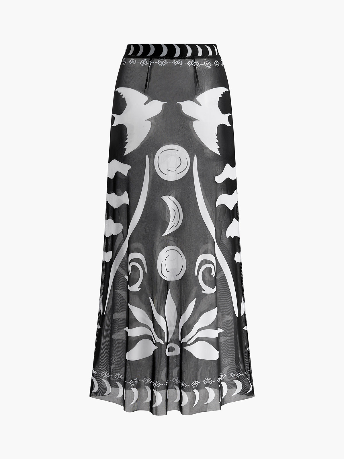 Sheer Printed Mesh Beach Cover-Up Skirt