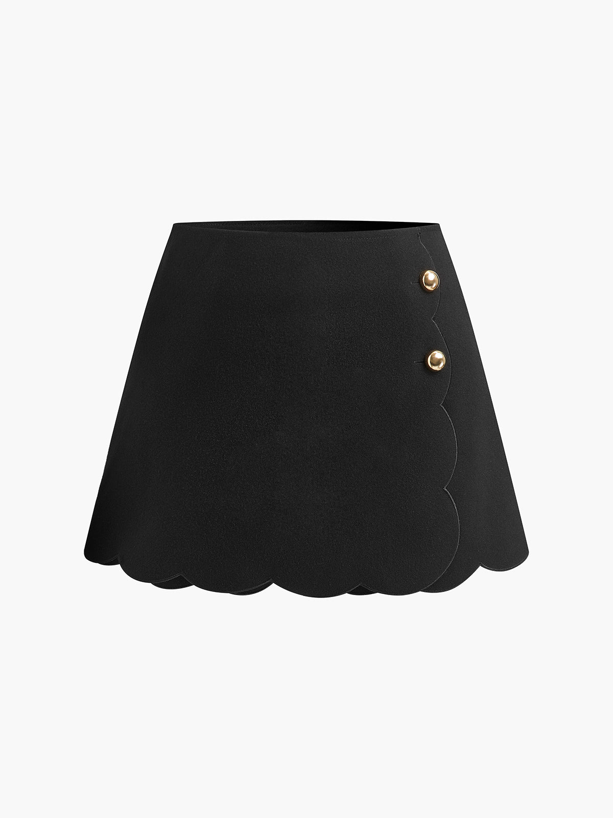 Scalloped Hem Side Button Skort