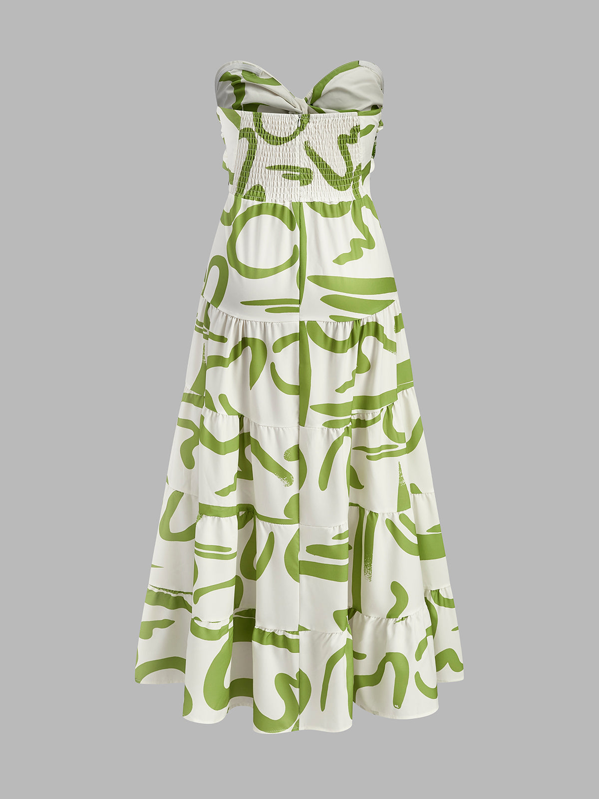 Twist Front Strapless Pleated Dress