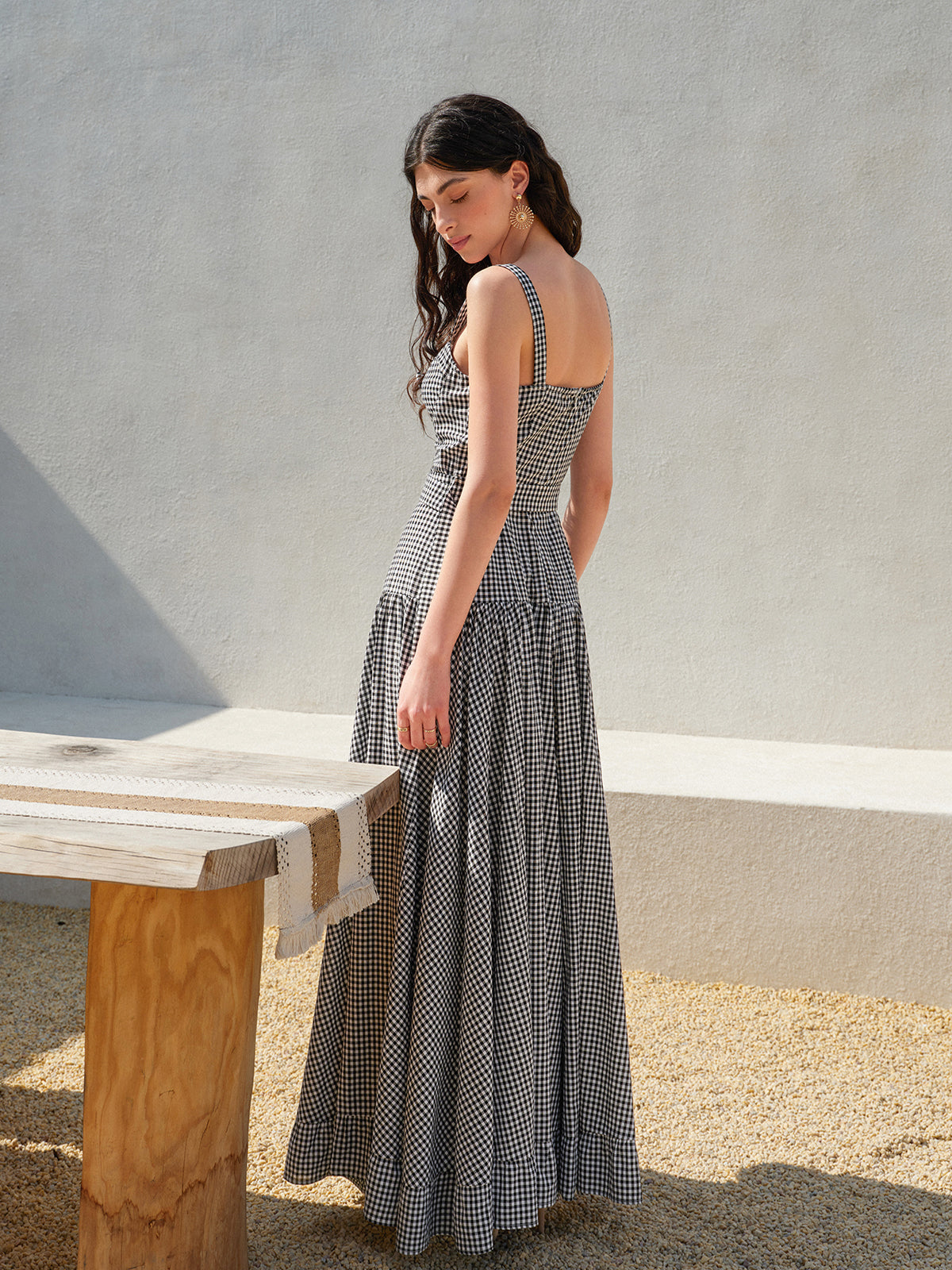 Gingham Belted Sleeveless Dress