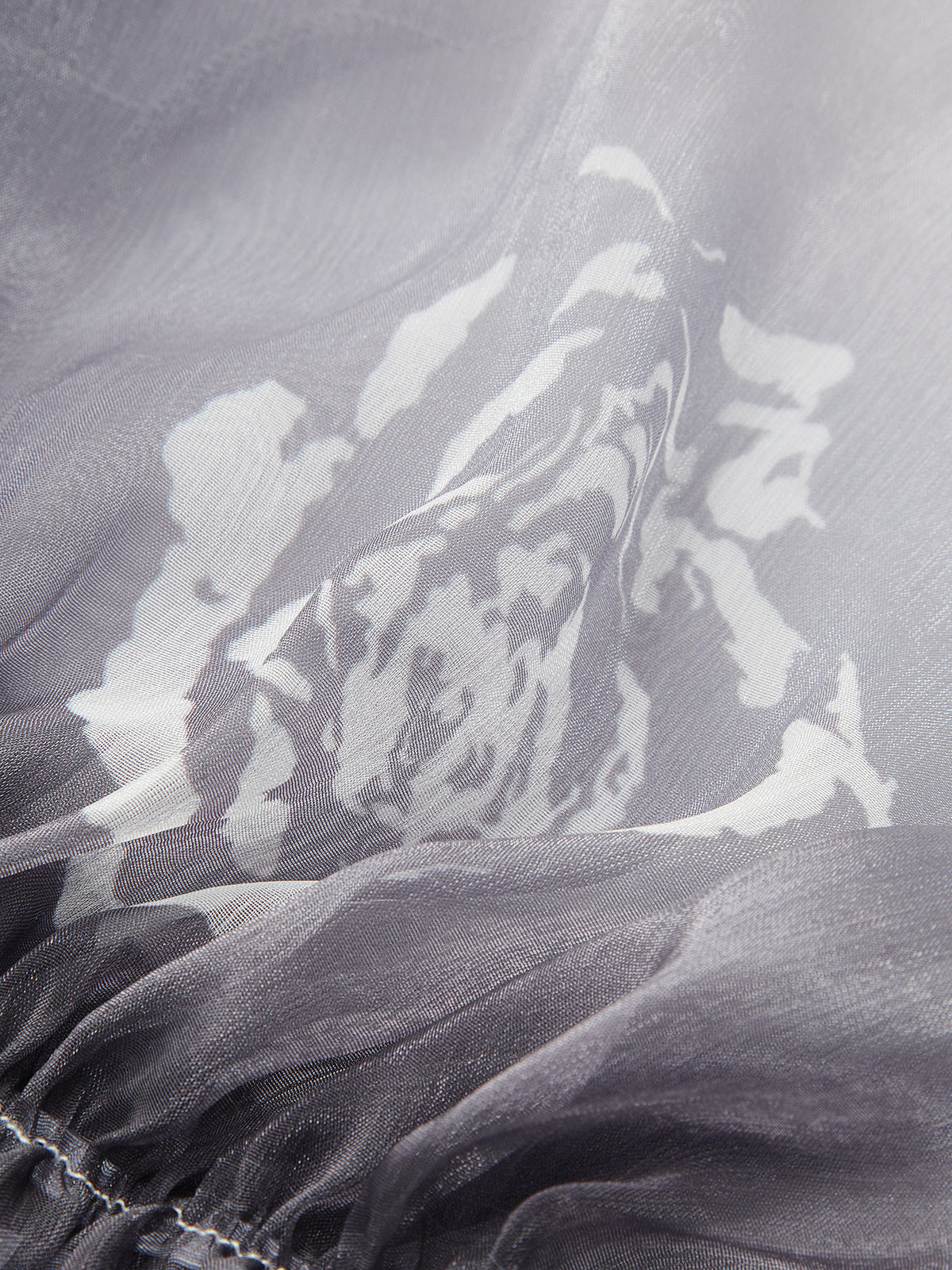 Semi-Sheer Gradient Floral Off-Shoulder Chiffon Top