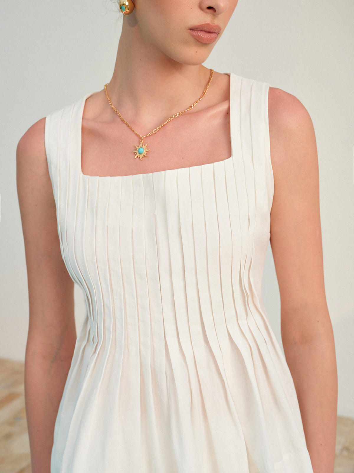 Square Neck Pleated Shorts Set