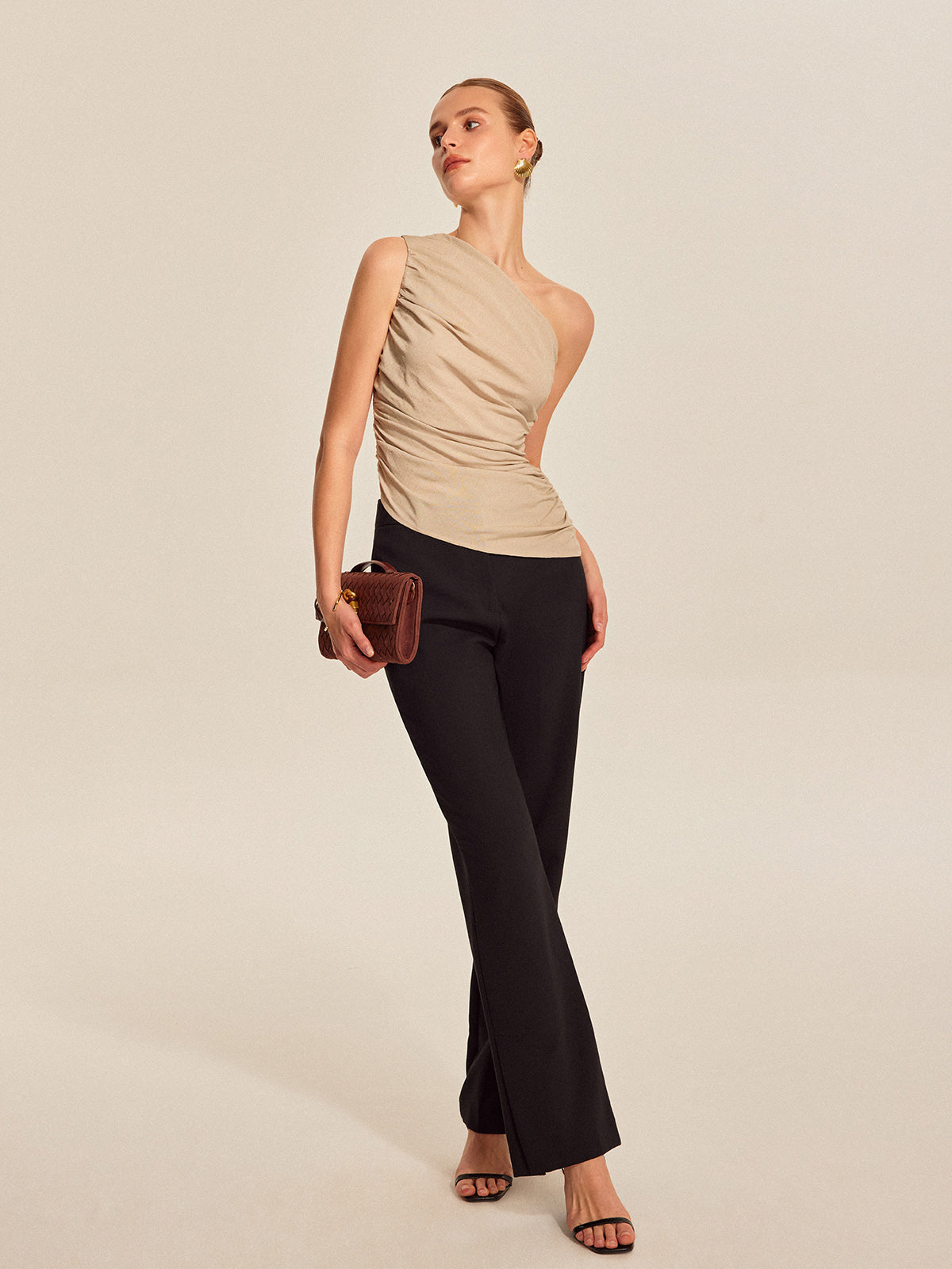 Ruched Side One-Shoulder Top