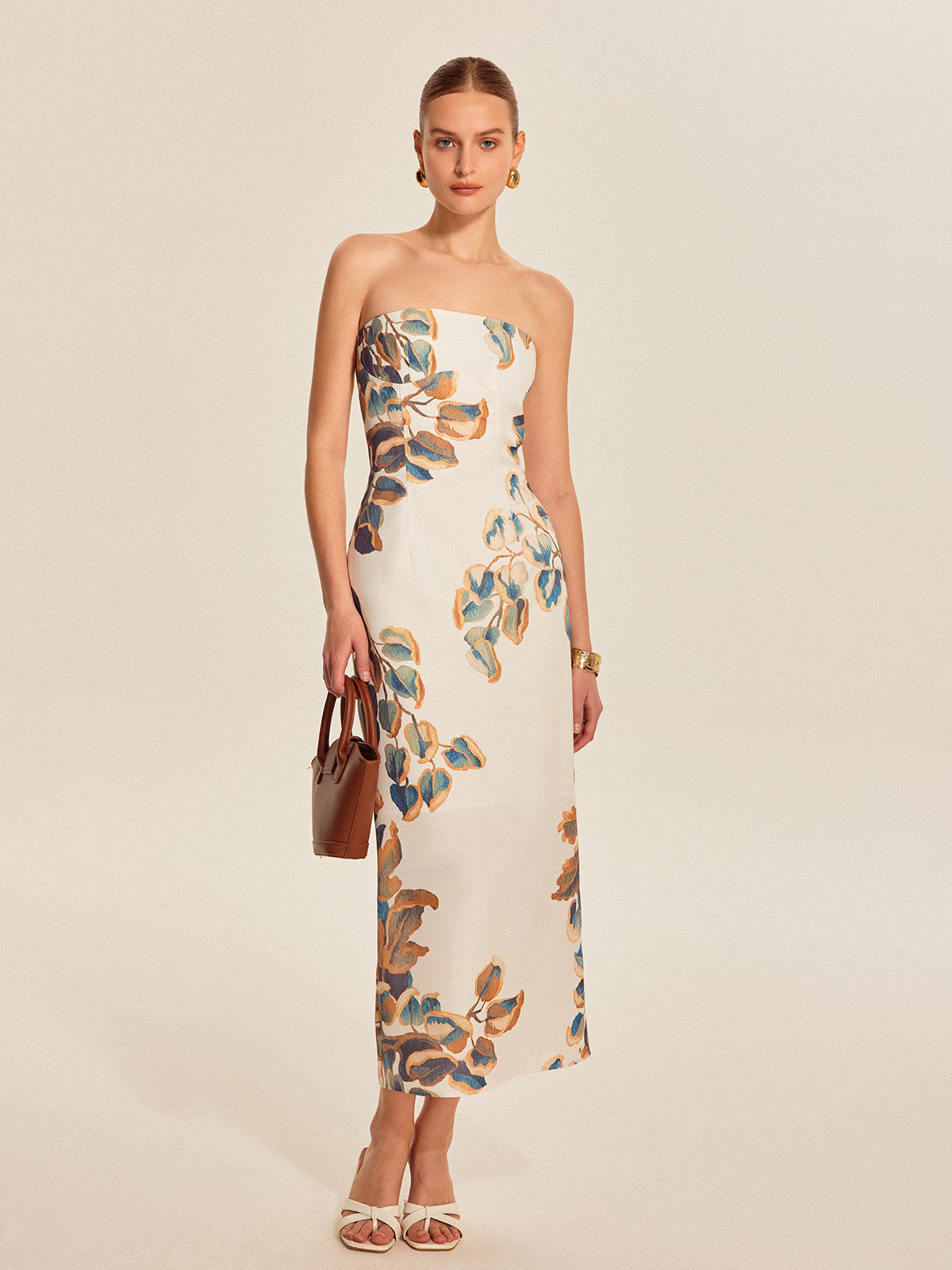 Floral Print Strapless Dress