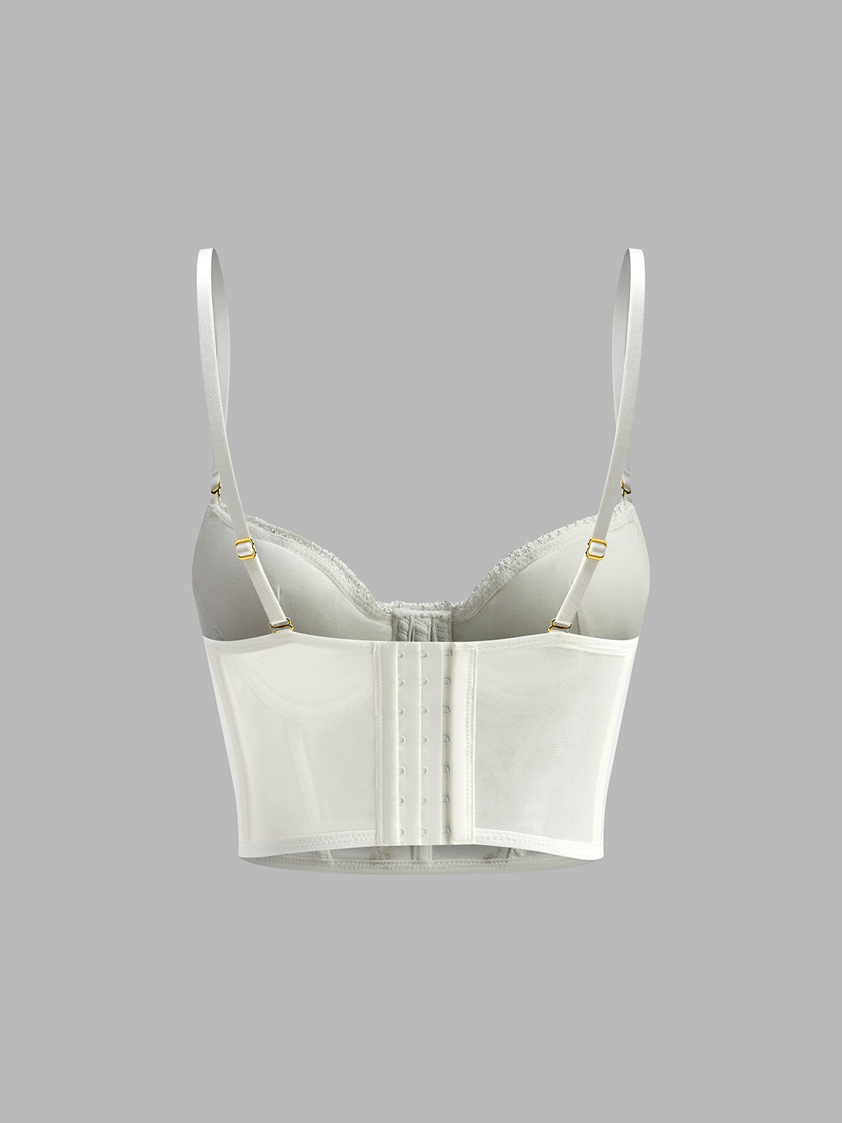 Floral Semi-Sheer Mesh Lace Crop Corset Top