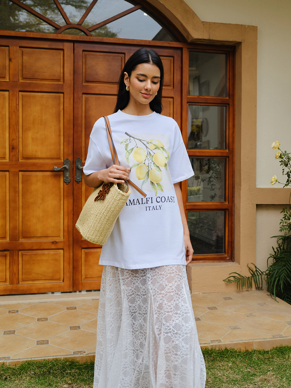 Cotton Print Oversized T-Shirt