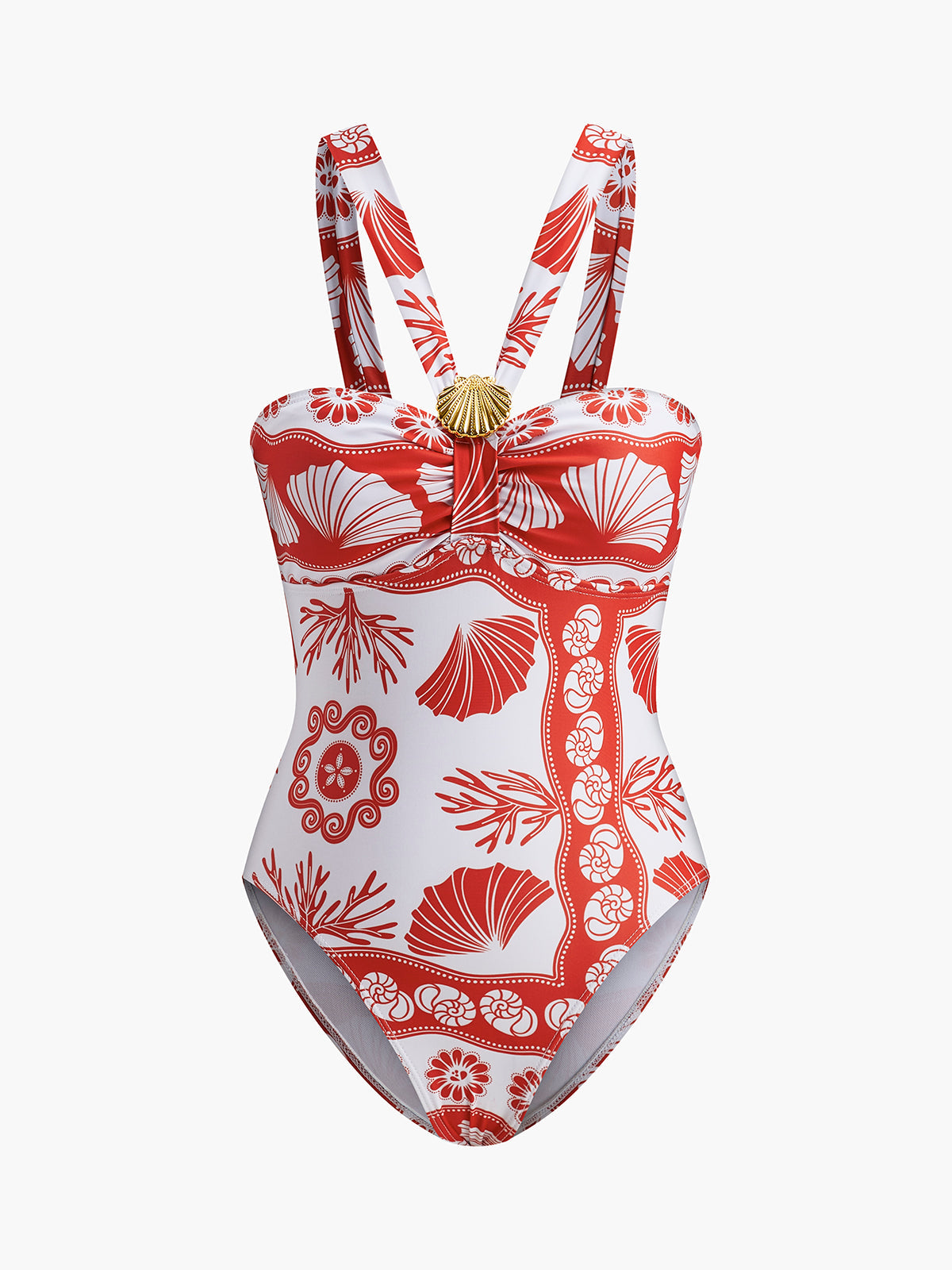 Metal Detail Print One-Piece Swimsuit