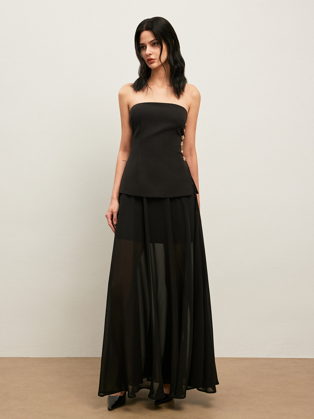 Semi-Sheer Chiffon Skirt