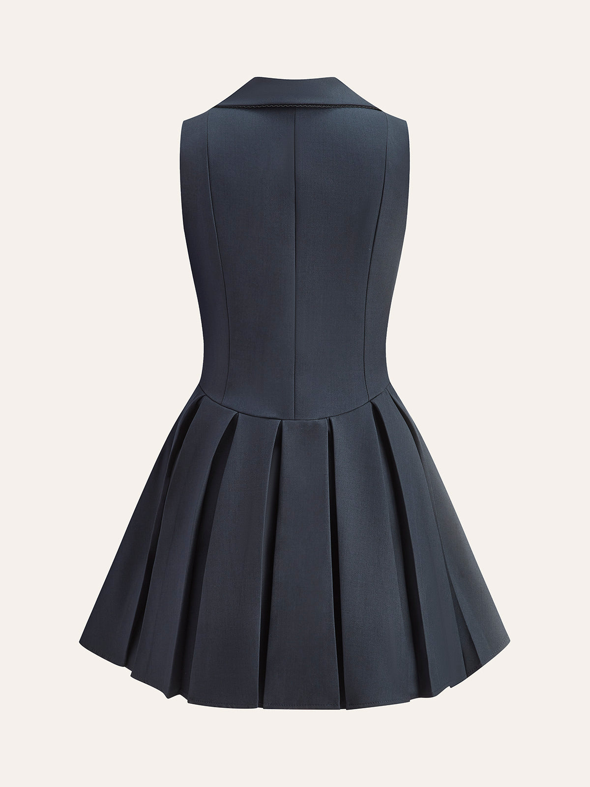 Wide Collar Detail Pleated Dress