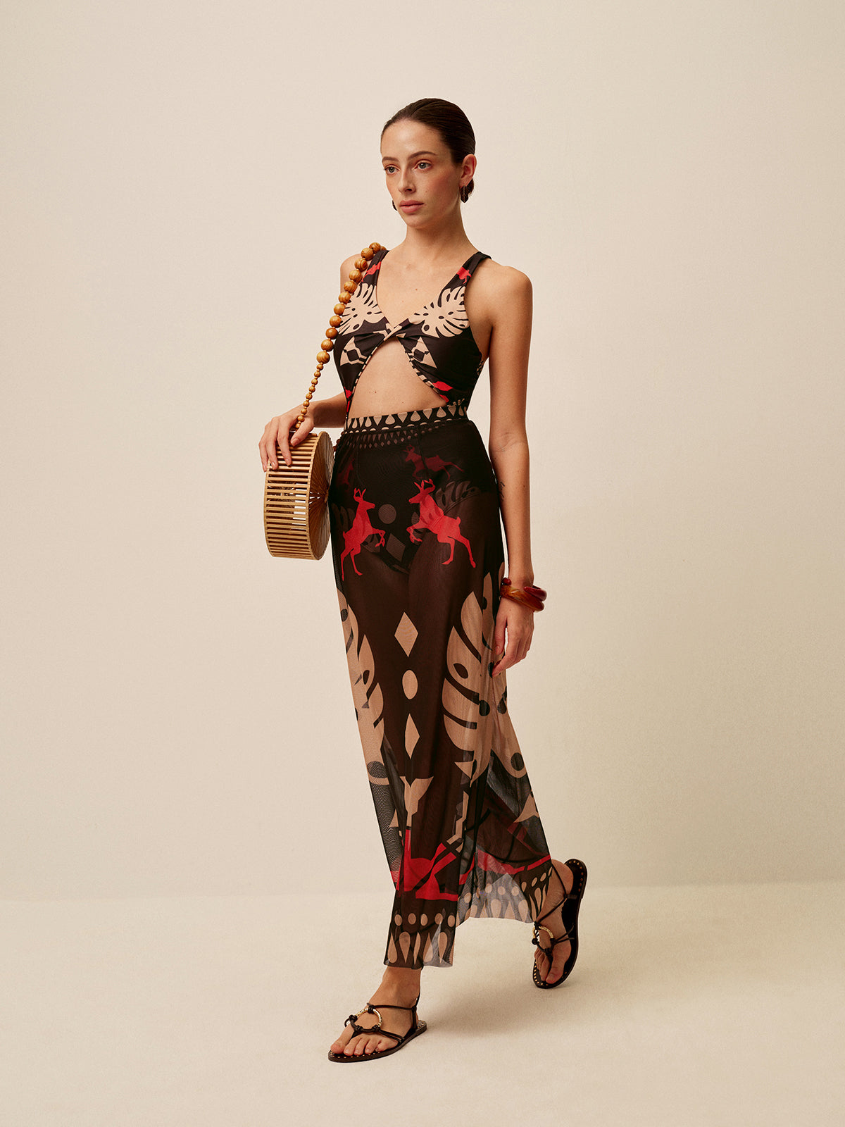 Sheer Printed Sarong Skirt