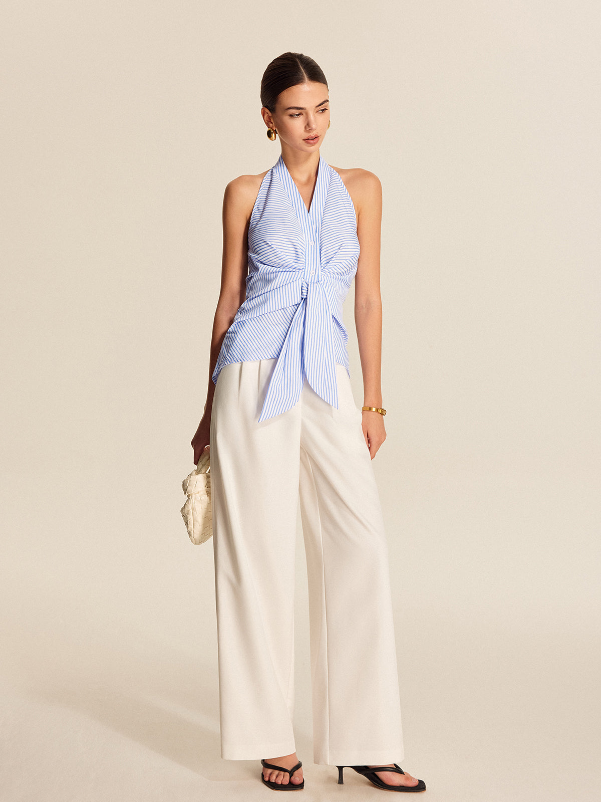 Striped Halter Tie Top