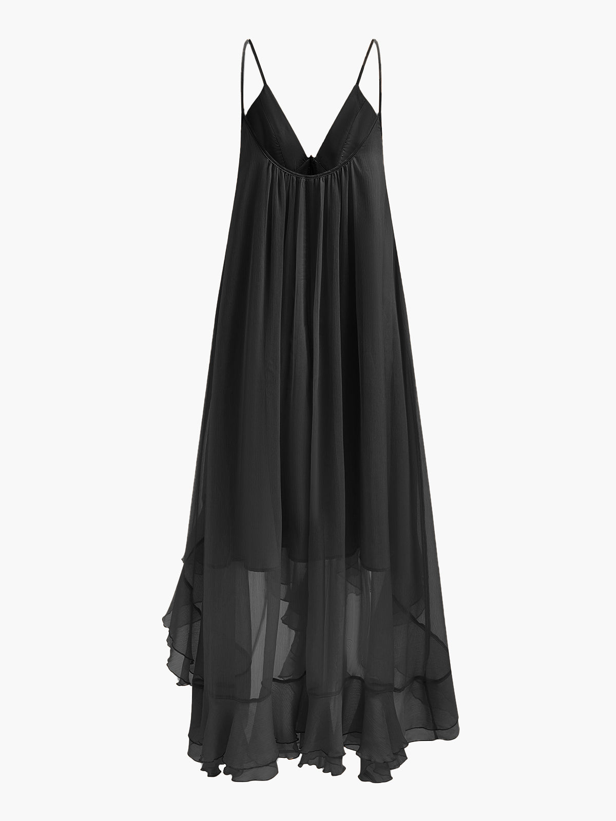 Semi-Sheer Chiffon Layered Dress With Cloak