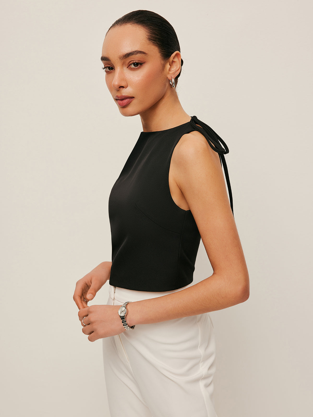 Asymmetrical Open-Back Tie Top