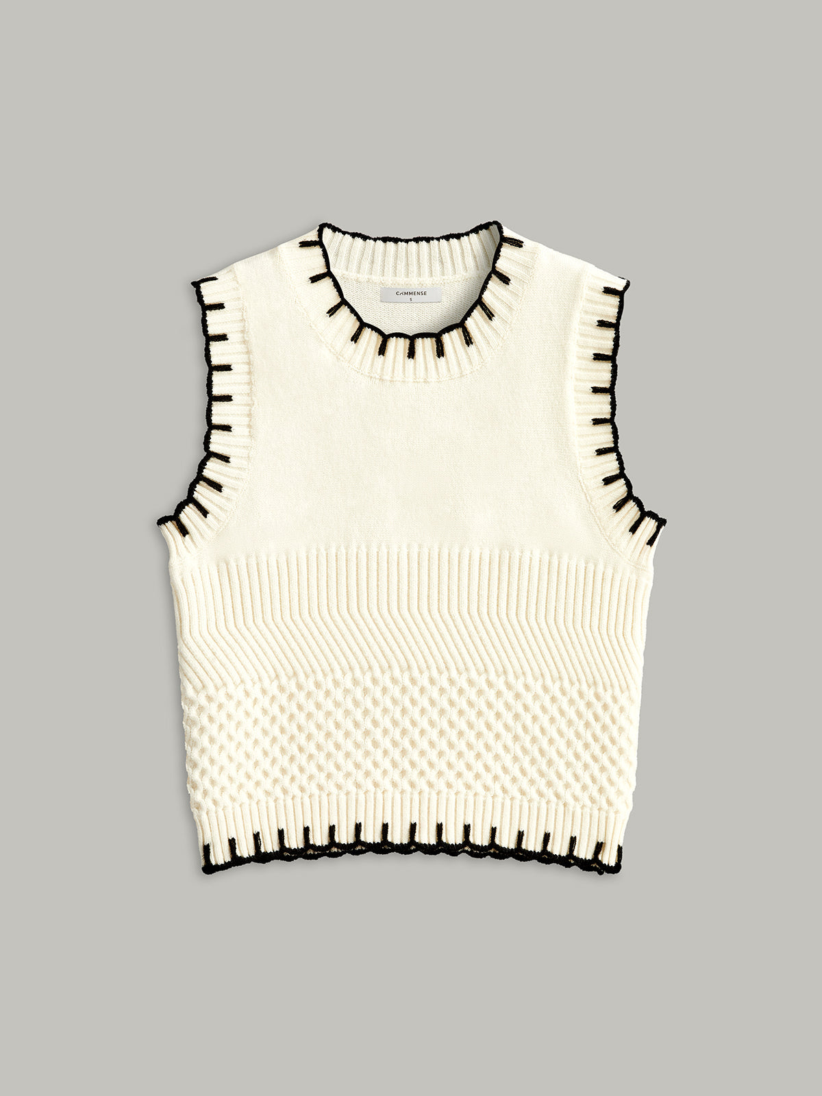 Contrast Trim Sleeveless Ribbed Sweater Vest