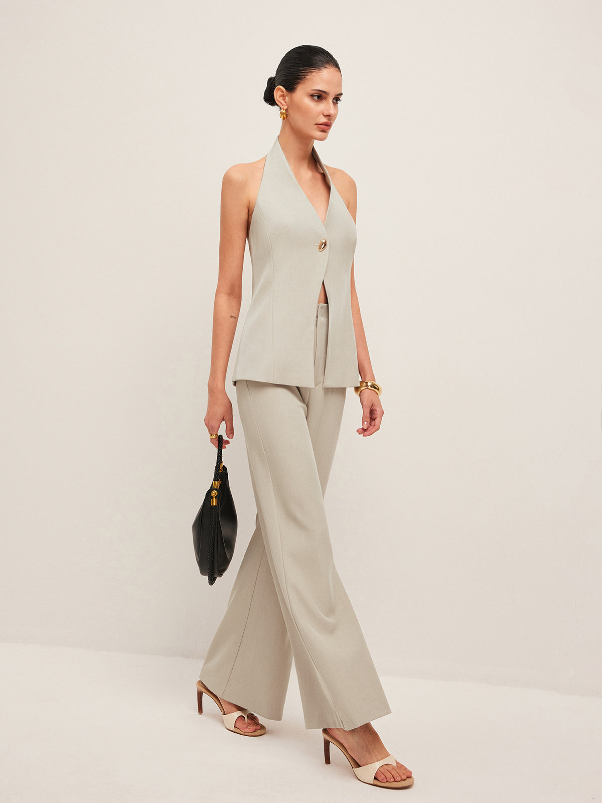 Wide-Leg Midi-Waisted Pants
