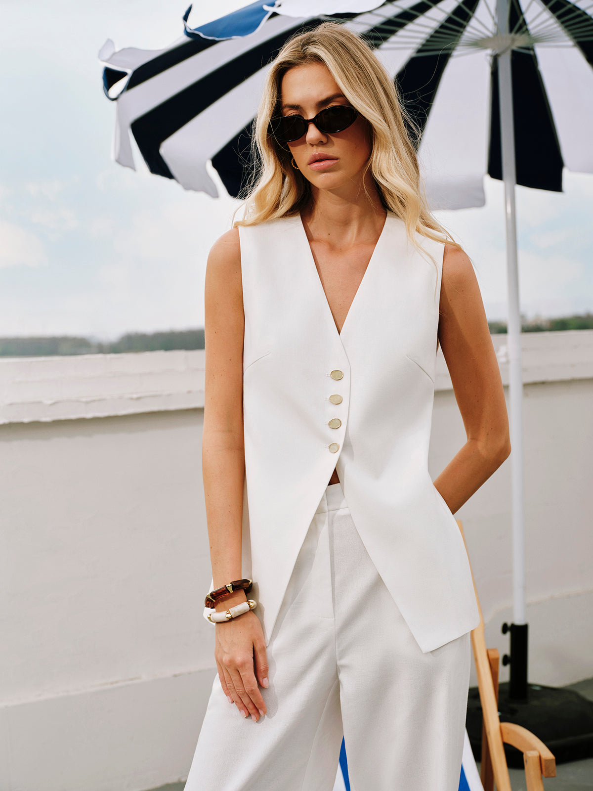 Cotton & Linen Tie-Back Vest