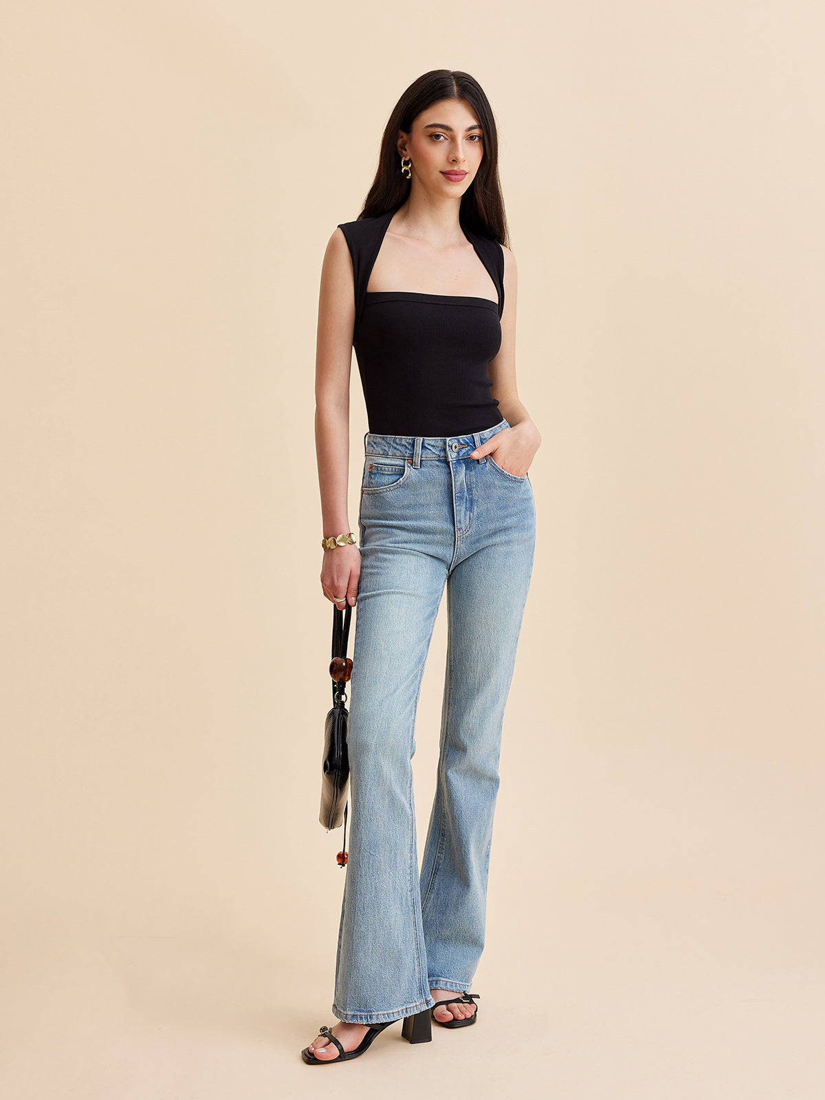 Square Neck Ribbed Tank Top