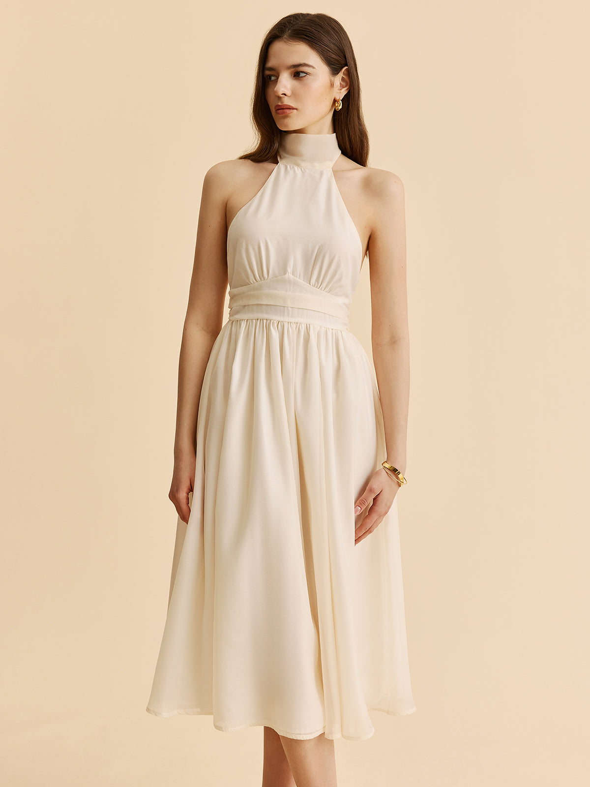 Tie-Back Halter A-Line Dress