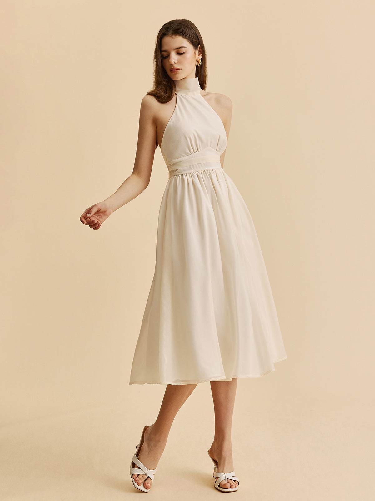 Tie-Back Halter A-Line Dress