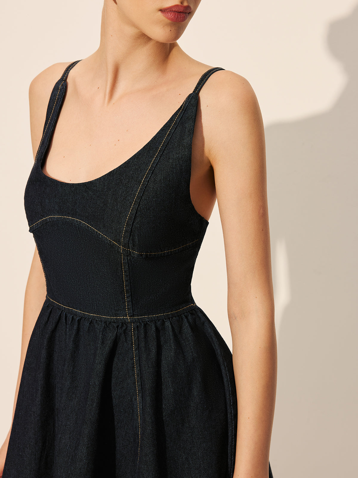 Backless Denim Flare Dress