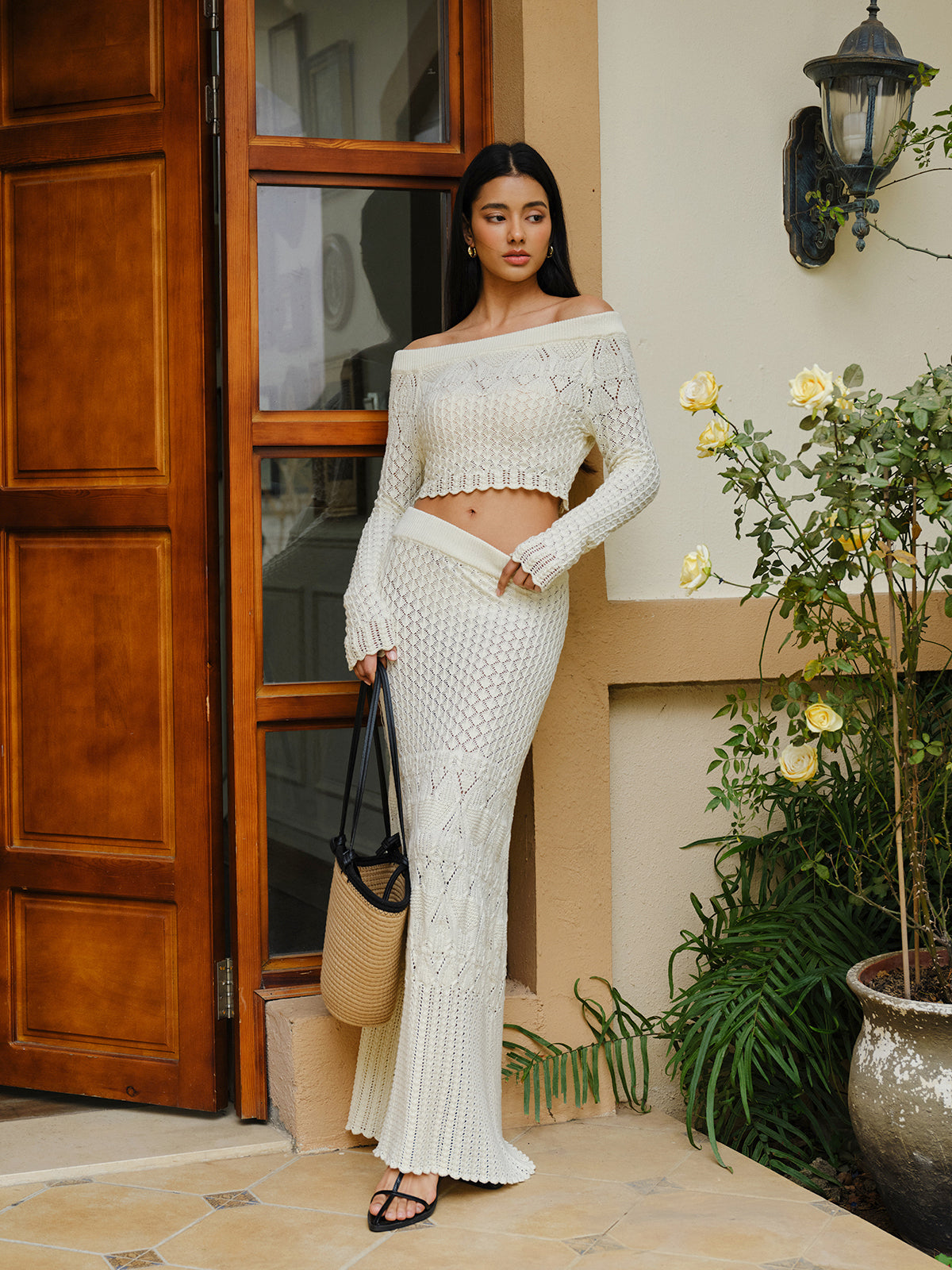 Knit Off-Shoulder Cropped Top