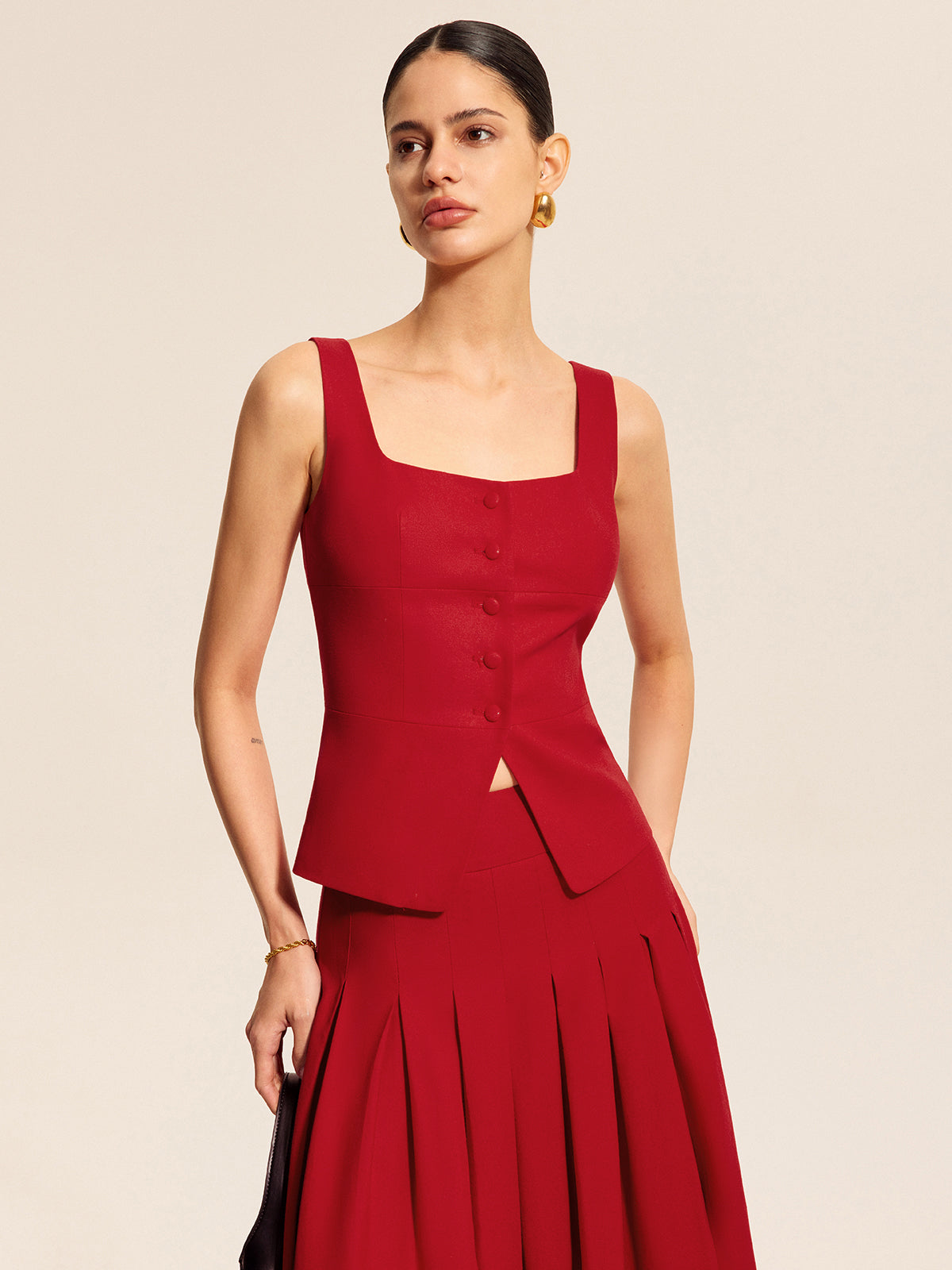 Cotton & Linen Square Neck Vest Top