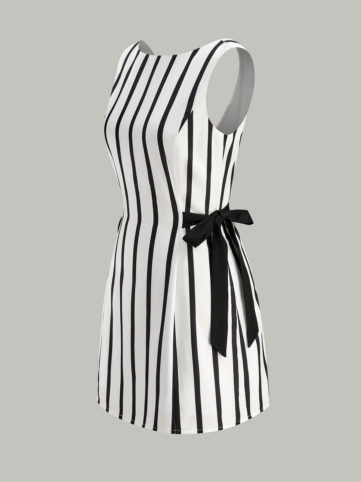 Striped Backless Dual-Sided Bow Zipper Dress