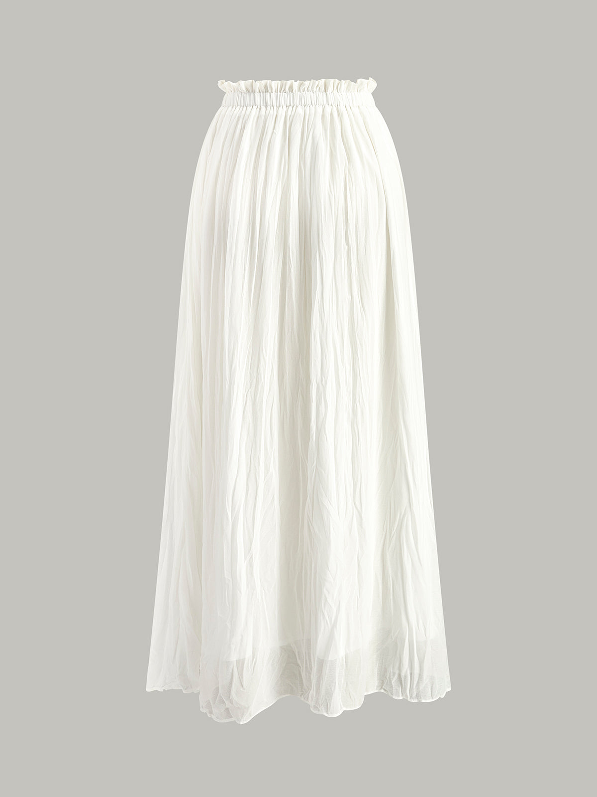 Elastic Waist Pleated Maxi Skirt